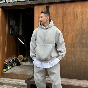 Aidase Hooded Sweatshirt Men's Autumn Winter Velvet Two-piece Set American Oversize Loose Casual Sweatpants Suit Aesthetic Streetwear aidase-shop